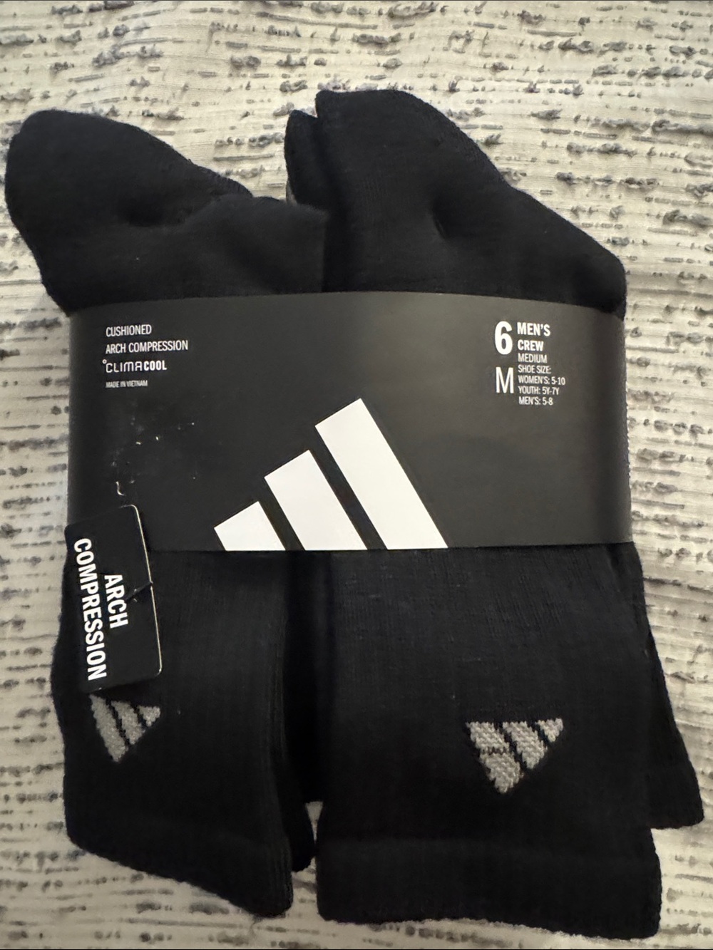 adidas Men's Crew Athletic Socks in Dark Gray - 6 Pack